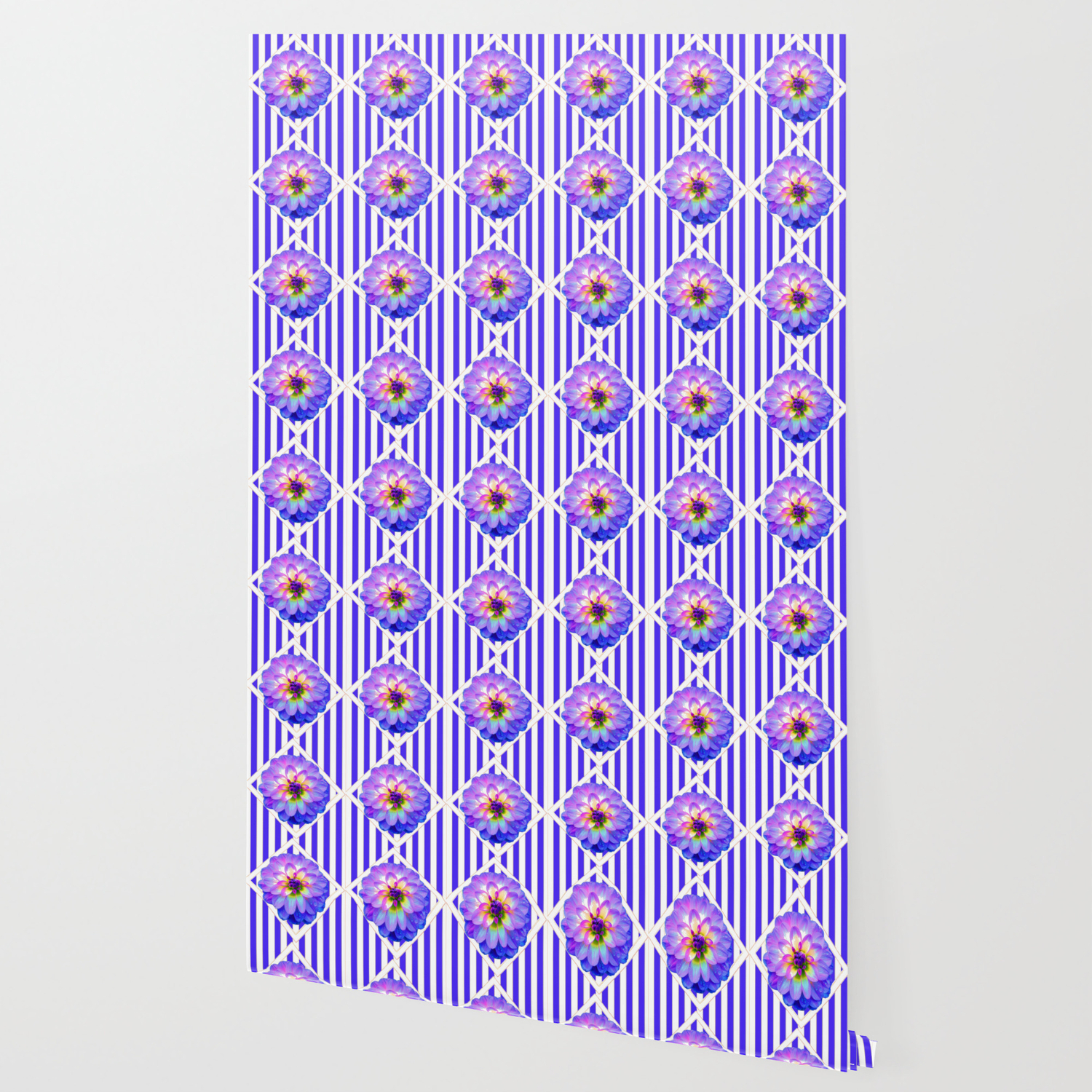 Striped Purple Patterned Lilac Purple White Dahlia Garden Flowers Garden Art Wallpaper By Sharlesart Society6