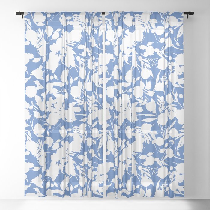 Floral Simplistic Silhouettes B Sheer Curtain