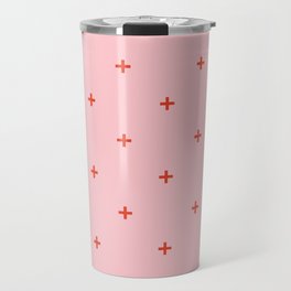 red + pink cross pattern Travel Mug