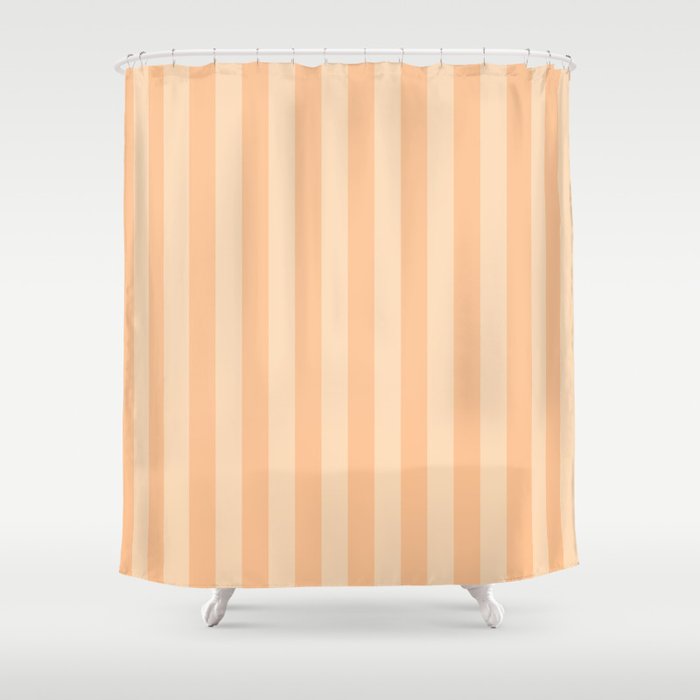 Pastel Melon Vertical Stripes Shower Curtain By Fantasyartdesigns