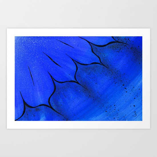 Blue Fire Flower Art Print