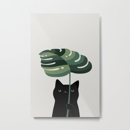 Cat and Plant 16 Metal Print