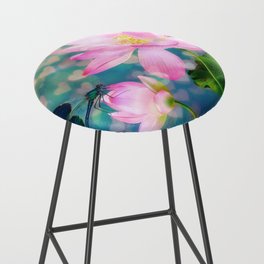 Dreamy vintage Lotus and Dragonfly Bar Stool