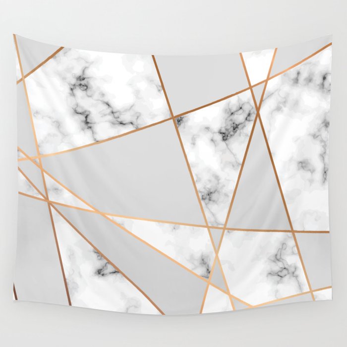 Copper smokey marble geo Wall Tapestry