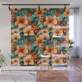 #29 Floral Pattern. Hibiscus Flower Pattern Wall Mural
