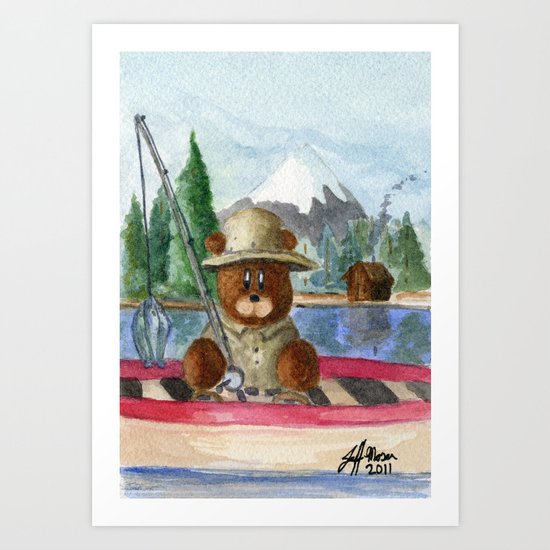 Fisherman Bear Art Print