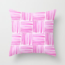 Gingham stitches - pink Throw Pillow