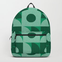 Textured Mid-century Circles No.12 Black White Green Backpack | Shapes, Modern, Vintage, Bauhaus, Geometric, Abstract, Squares, Pattern, Minimal, Scandinavian 