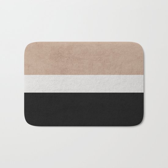 classic - natural, cream and black Bath Mat