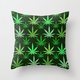 Marijuana Green Leaves Weed Throw Pillow