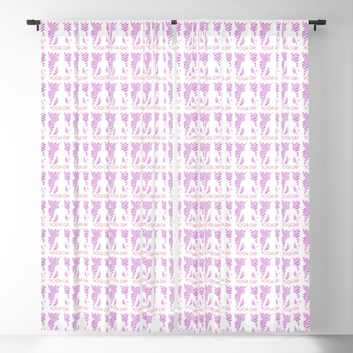 International yoga day scribbled art yoga pose in pink	 Blackout Curtain