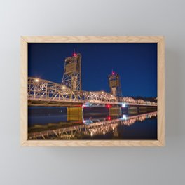 Stillwater MN Lift Bridge at Night Framed Mini Art Print