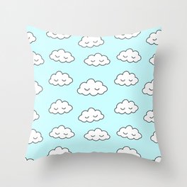 Clouds dreaming in blue with closed eyes and eyelashes Throw Pillow