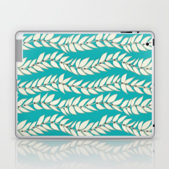 Leaf Dot Stripe Teal Laptop & iPad Skin