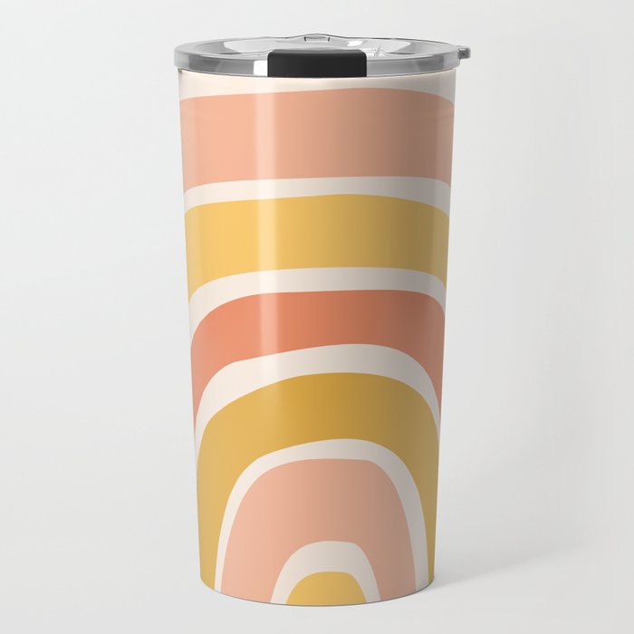 Abstract Shapes 169 in Gold and Peach (Rainbow Abstraction) Travel Mug