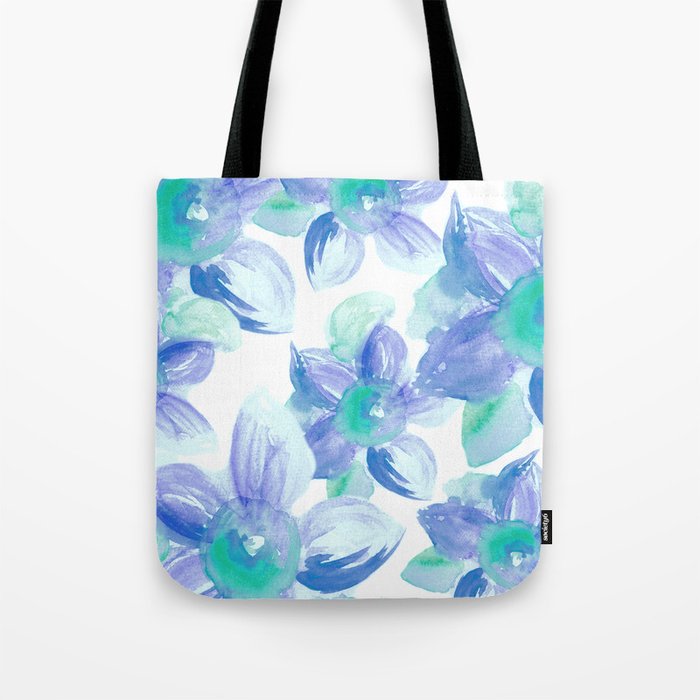 Turquoise Florals Tote Bag
