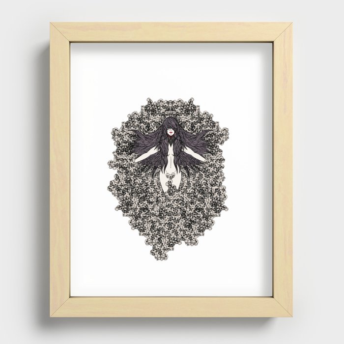 A Lady and her Skulls (Please give feedback) Recessed Framed Print