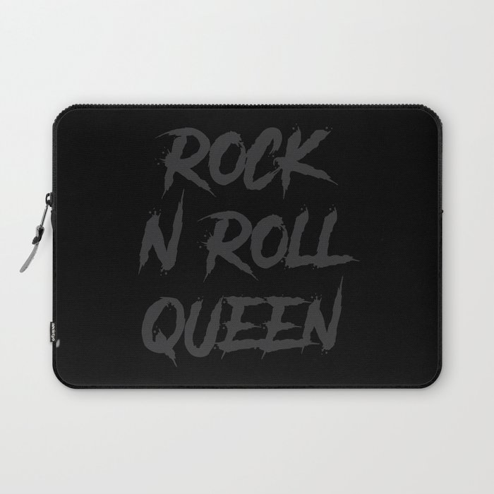 Rock and Roll Queen Typography Black Laptop Sleeve