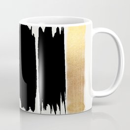 Brush Strokes (Black/Gold) Coffee Mug | Brushstrokes, Rosebeck, Digital, Paint, Gold, Feminine, Minimal, Pattern, Bold, Metallic 