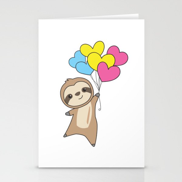 Pansexual Flag Gay Pride Lgbtq Heart Sloth Stationery Cards