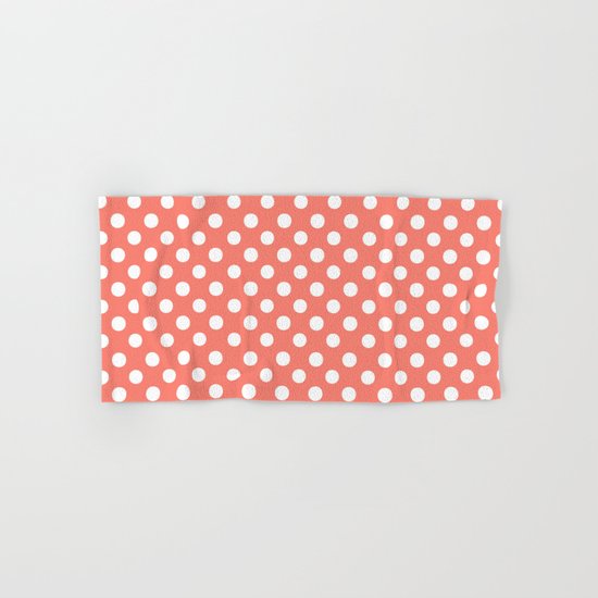 Polka Dots (White/Salmon) Hand & Bath Towel