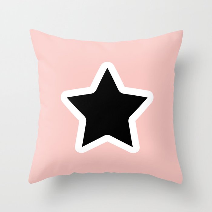 Cute black white star on light pink Throw Pillow by ARTbyJWP | society6.com