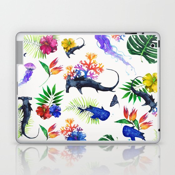 tropical shark pattern Laptop & iPad Skin