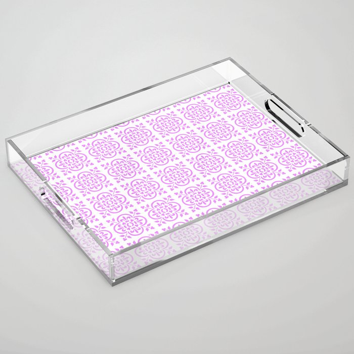 Art Deco Style Repeat Pattern Lilac Pink Acrylic Tray