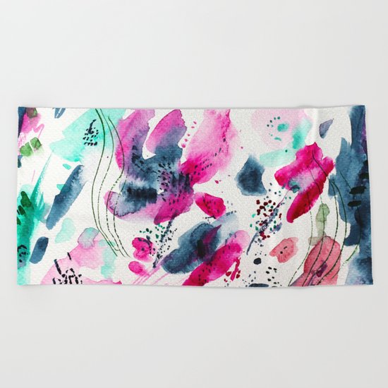 Floral abstraction #2 || watercolor Beach Towel