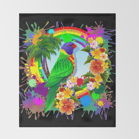 Rainbow Lorikeet Parrot Art Throw Blanket By Bluedarkatlem Society6