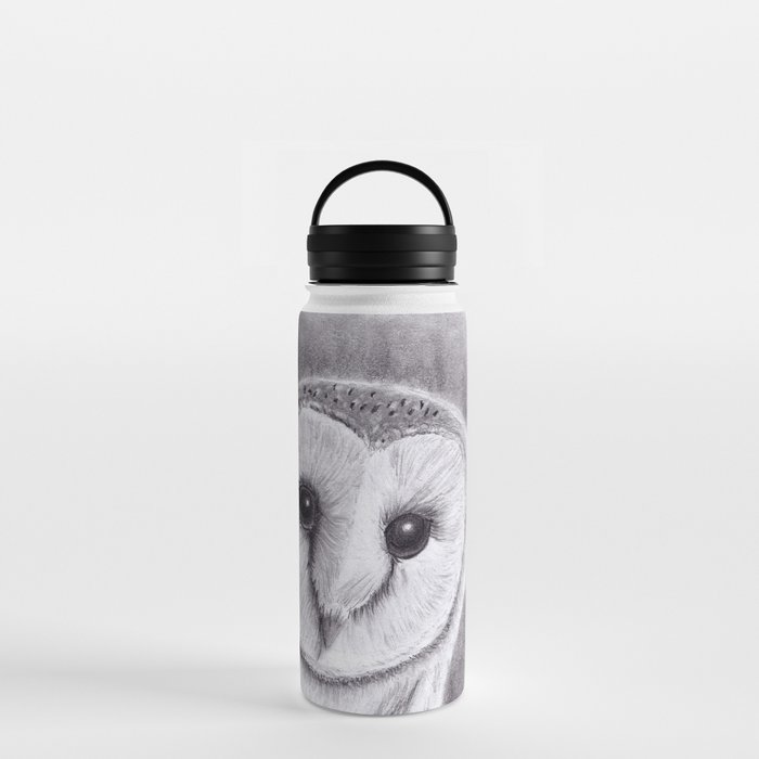 Barn Owl Pencil Drawings Water Bottle