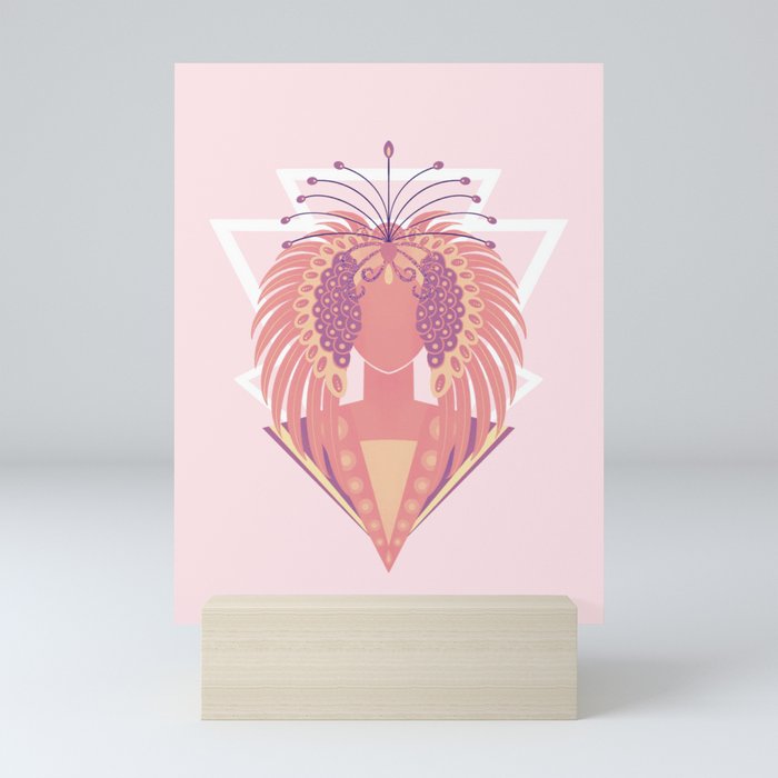 Art Deco pink phoenix  Mini Art Print