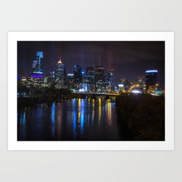 Philly Skyline Glowing Art Print