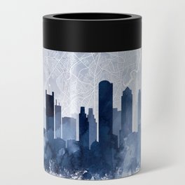 Boston Skyline Map Watercolor Navy Blue, Print by Zouzounio Art Can Cooler