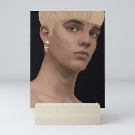 boy with a pearl earring Mini Art Print