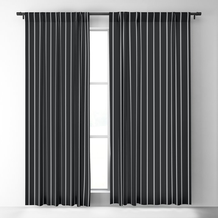 Black Linen Sterling Luna Song Pinstripe Blackout Curtain by sharonmau