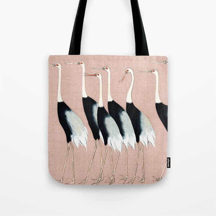 Tokyo Birds on Dusty Nude Pink Tote Bag