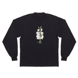 white lily branch watercolor and ink Long Sleeve T-shirt