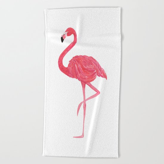 Flamingo fuchsia flap Beach Towel