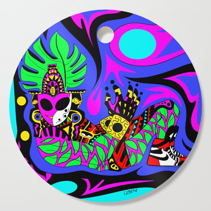mayan alien chak mool ecopop in pattern Cutting Board