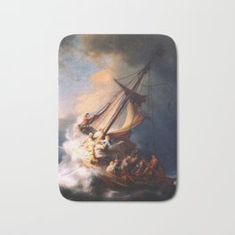 The Storm On The Sea Of Galilee Painting By Rembrandt Bath Mat | Classic, Rembrandt, Of, Sail, Masterpiece, Boat, Storm, Painting, Painter, Dutch 