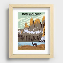 Torres Del Paine National Park Chile Vintage Minimal Travel Poster Recessed Framed Print