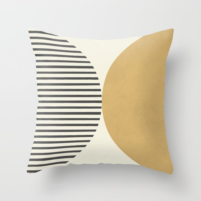 Semicircle Stripes - Gold Throw Pillow