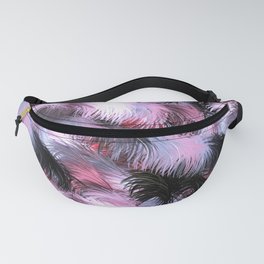 Ostrich Feather,tropical style pattern ,purple and pink, Fanny Pack