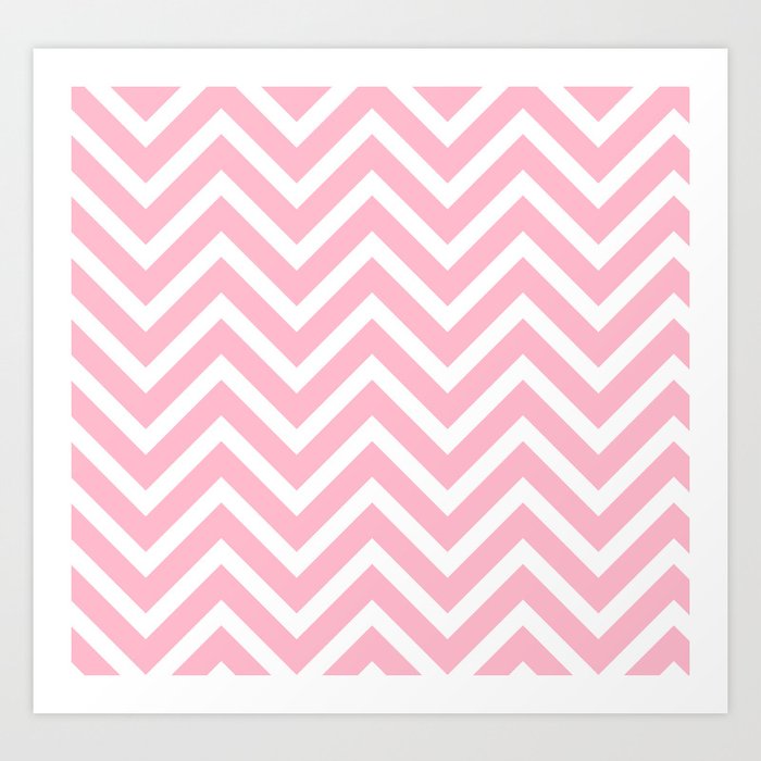 Chevron Stripes : Pink & White Art Print