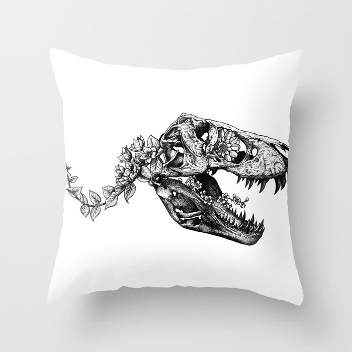 Jurassic Bloom - The Rex.  Throw Pillow
