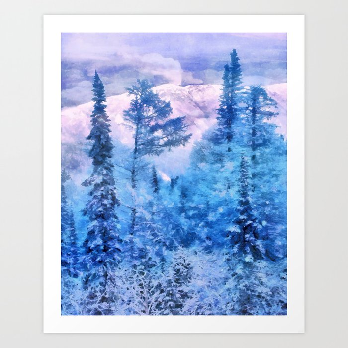 Winter forest in the mountains I Art Print