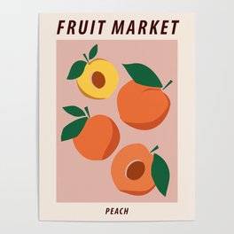 Fruit market print, Peach, Apricot, Posters aesthetic, Cottagecore decor, Exhibition poster, Food art Poster