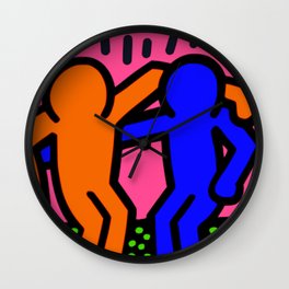Keith Haring inspired "Best Buddies" Complementary Color O&B edition Wall Clock