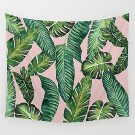 Jungle Leaves, Banana, Monstera II Pink #society6 Wall Tapestry